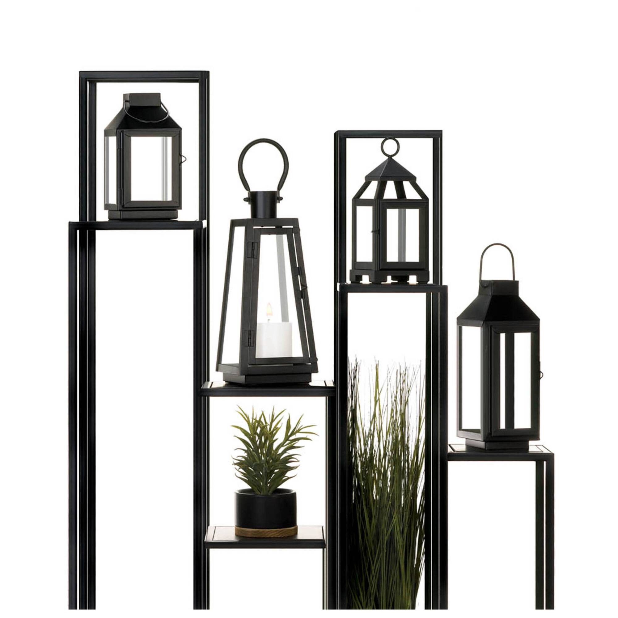10" Black Iron & Glass Square Lantern